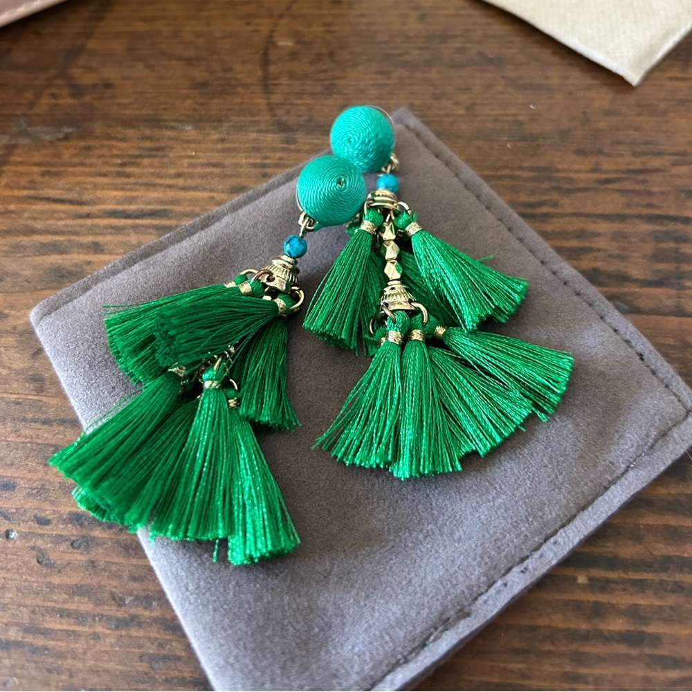 Hanging green earrings
